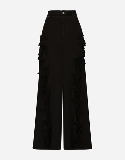Dolce & Gabbana Flared Jeans With Ripped Details In Multicolor