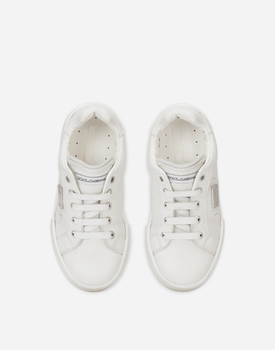 Shop Dolce & Gabbana Calfskin Portofino Light Sneakers In White