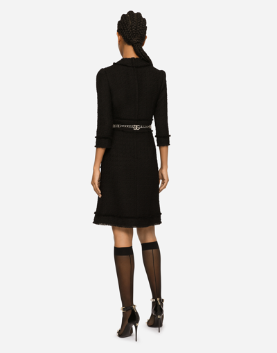 Dolce & Gabbana Tweed Medium Length Dress In Nero