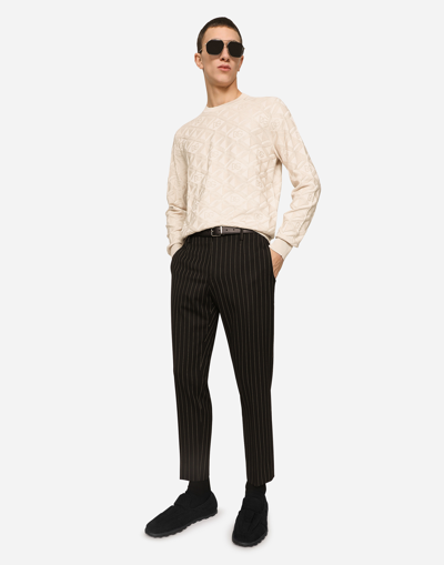 Shop Dolce & Gabbana Pinstripe Stretch Wool Pants In Multicolor