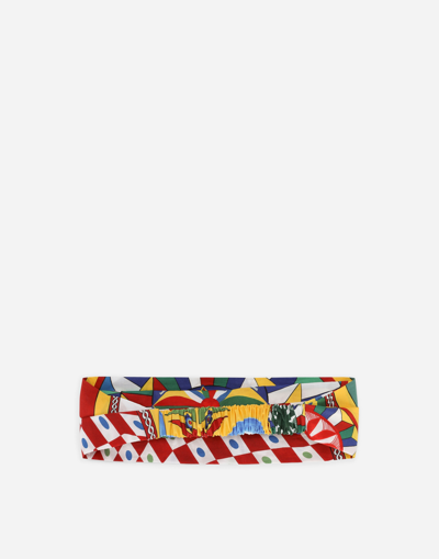 Shop Dolce & Gabbana Carretto-print Poplin Bandanna In Red