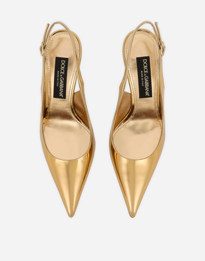 Shop Dolce & Gabbana Calfskin Slingbacks In Gold