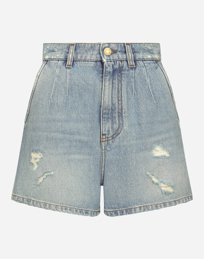 Dolce & Gabbana High-waisted Denim Shorts In Multicolor