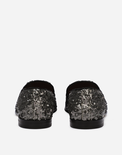 Dolce & Gabbana Sequined Slippers In Silver