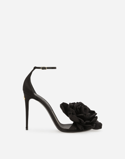 Shop Dolce & Gabbana Satin Sandals In Black