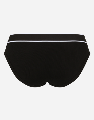 Shop Dolce & Gabbana Fine-rib Jersey Briefs With Branded Elastic In Black