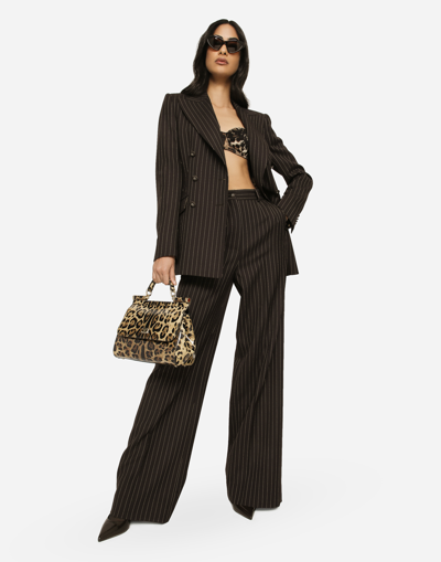 Shop Dolce & Gabbana Double-breasted Pinstripe Wool Turlington Jacket In Multicolor