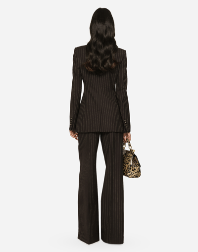 Shop Dolce & Gabbana Double-breasted Pinstripe Wool Turlington Jacket In Multicolor