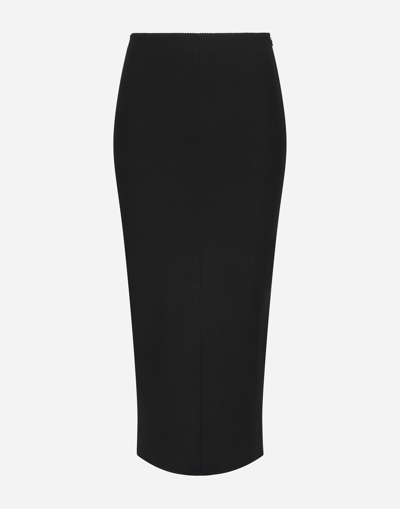 Dolce & Gabbana Plain Jersey Mid-length Skirt In Black