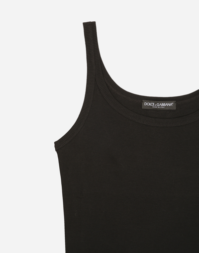 Dolce & Gabbana Tank Top Ribbed Texture Scoop Neck Sleeveless In Black