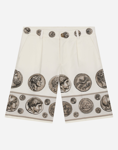 Shop Dolce & Gabbana Coin-print Drill Shorts In White