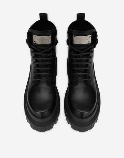 Shop Dolce & Gabbana Brushed Calfskin Ankle Boots In Black