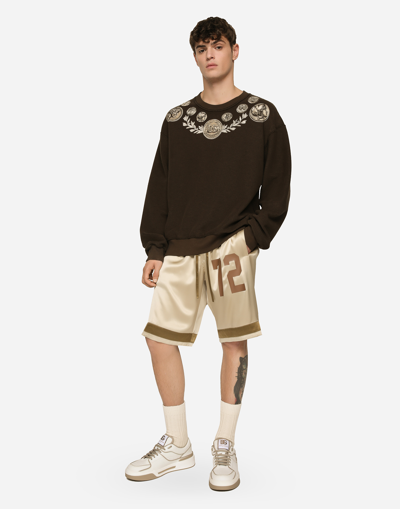 Shop Dolce & Gabbana Coin Print Inside-out Jersey Sweatshirt In Brown