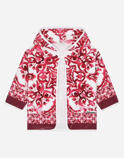 Shop Dolce & Gabbana Majolica-print Terrycloth Bathrobe In Multicolor