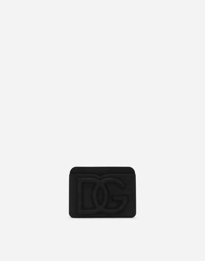 Shop Dolce & Gabbana Rubber Card Holder With Embossed Logo In Black