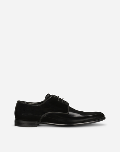 Dolce & Gabbana Calfskin Derby Shoes In Black