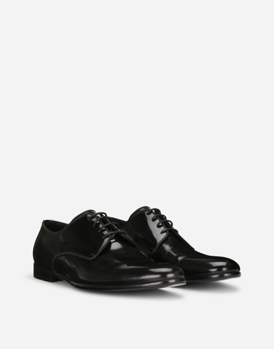Dolce & Gabbana Calfskin Derby Shoes In Black
