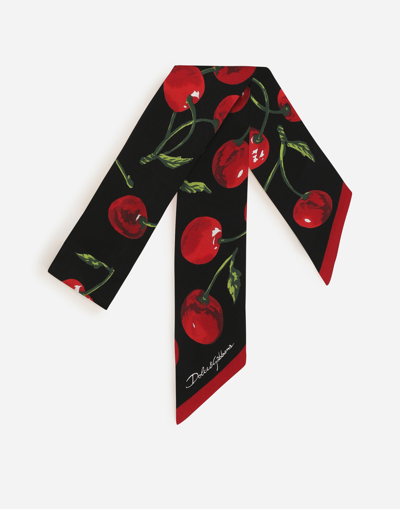 Dolce & Gabbana Cherry-print Silk Headscarf In Multicolor