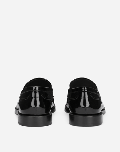 Shop Dolce & Gabbana Polished Calfskin Loafers In Black