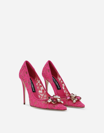 Shop Dolce & Gabbana Rainbow Lace Pumps In Lurex Lace In Fuchsia