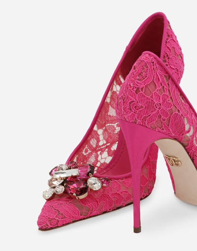 Shop Dolce & Gabbana Rainbow Lace Pumps In Lurex Lace In Fuchsia