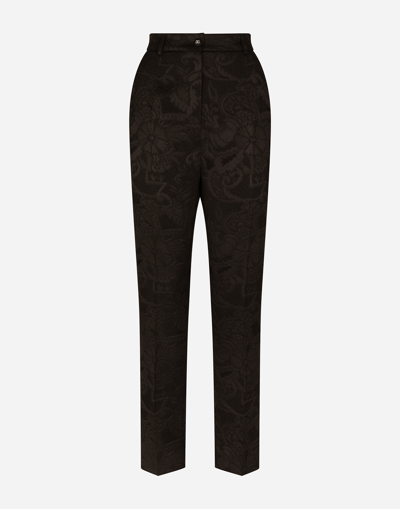 Dolce & Gabbana Floral Jacquard Pants In Black