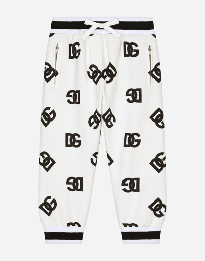 Dolce & Gabbana Kids' Jersey Jogging Pants With Dg Logo Print In Multicolor