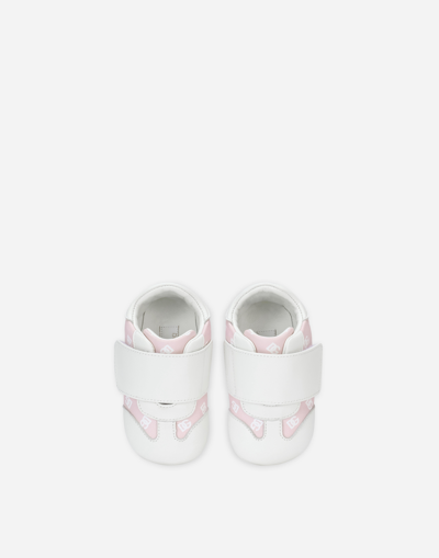 Shop Dolce & Gabbana Nappa Leather Newborn Sneakers With Dg-logo Print In White