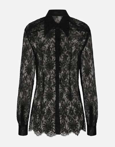 Dolce & Gabbana Black Slim Shirt With Satin Details