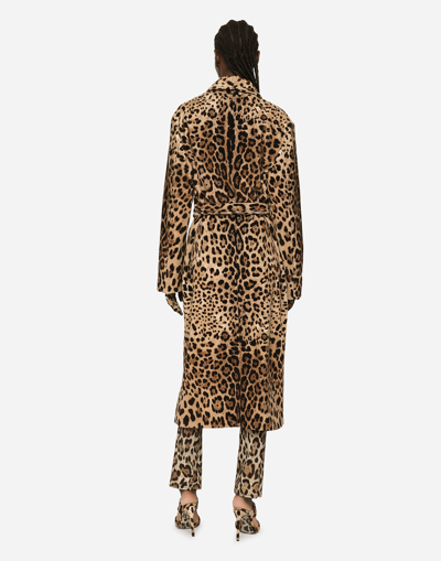 Shop Dolce & Gabbana Kim Dolce&gabbana Leopard-print Terrycloth Coat With Belt And The Re-edition Label In Animal Print