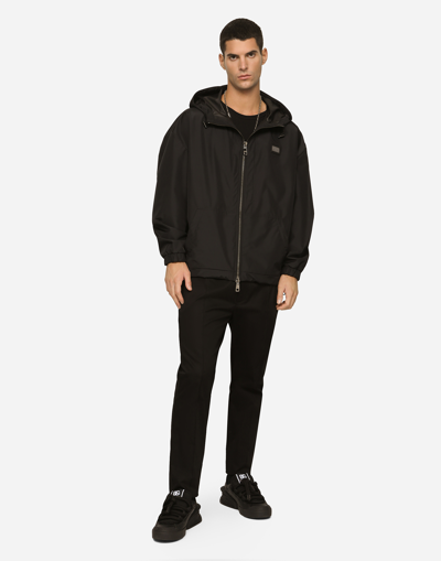 Dolce & Gabbana Branded Tag Hooded Jacket In Black