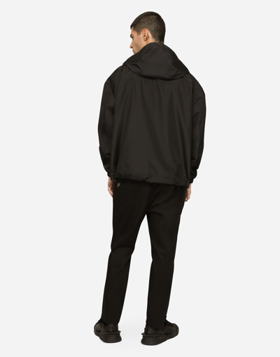 Dolce & Gabbana Branded Tag Hooded Jacket In Black