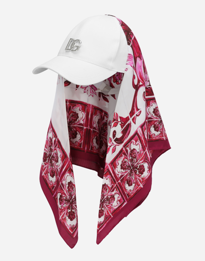 DOLCE & GABBANA BASEBALL CAP WITH MAJOLICA-PRINT SCARF 