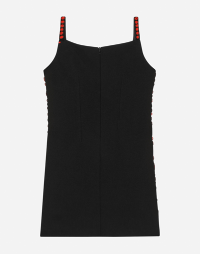 Shop Dolce & Gabbana Sleeveless Dress With Fusible Rhinestones In Multicolor