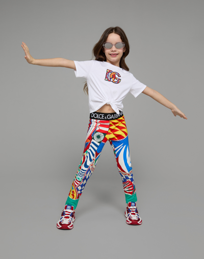Shop Dolce & Gabbana Carretto-print Interlock Leggings In Multicolor