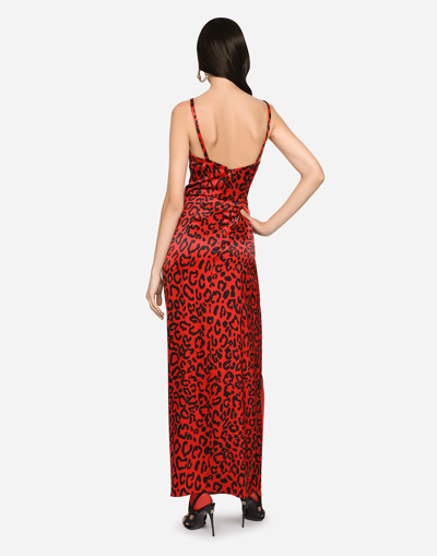 Dolce & Gabbana Leopard-print Maxi Dress In Red