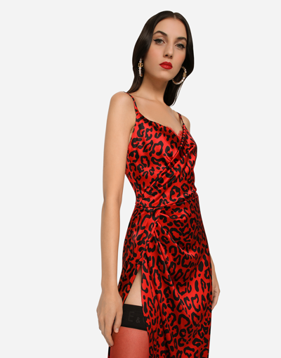 Dolce & Gabbana Leopard-print Maxi Dress In Red