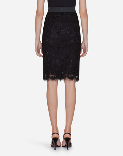 Shop Dolce & Gabbana Lace Pencil Skirt In Black