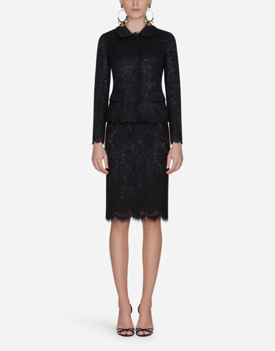 Shop Dolce & Gabbana Lace Pencil Skirt In Black