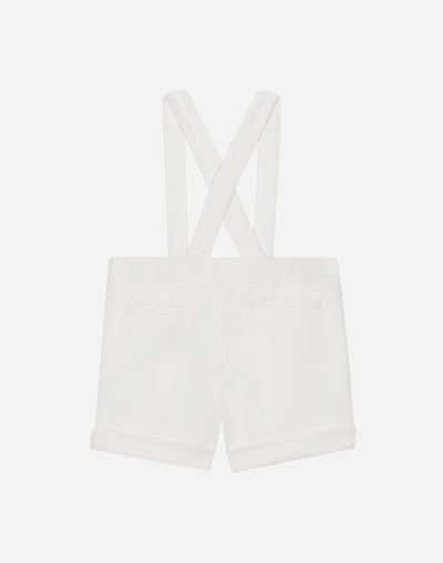 Shop Dolce & Gabbana Textured Jersey Dungarees In White