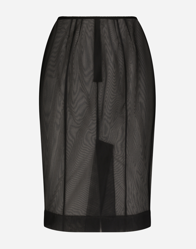 Shop Dolce & Gabbana Marquisette Midi Pencil Skirt In Black