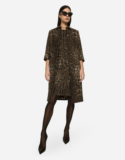 Dolce & Gabbana Leopard Print Wool Chemisier Dress In Animalier1