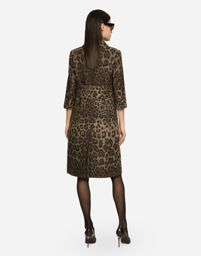 Dolce & Gabbana Leopard Print Wool Chemisier Dress In Animalier1
