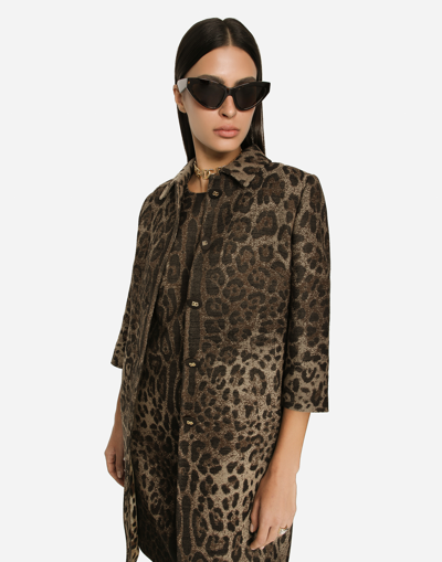 Dolce & Gabbana Leopard Print Wool Chemisier Dress In Animalier1