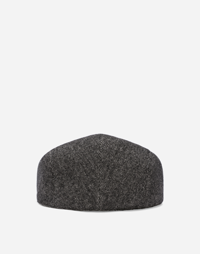 Dolce & Gabbana Herringbone Wool-blend Flat Cap In Multicolor