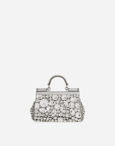 Shop Dolce & Gabbana Kim Dolce&gabbana Small Sicily Handbag In Silver
