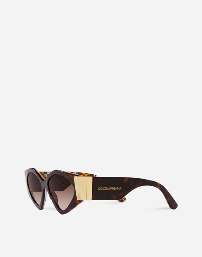 Dolce & Gabbana Tortoiseshell Round-frame Sunglasses In Hanava On Carretto