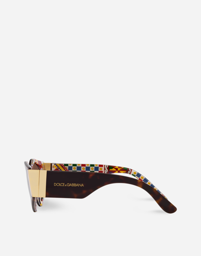 Dolce & Gabbana Tortoiseshell Round-frame Sunglasses In Hanava On Carretto