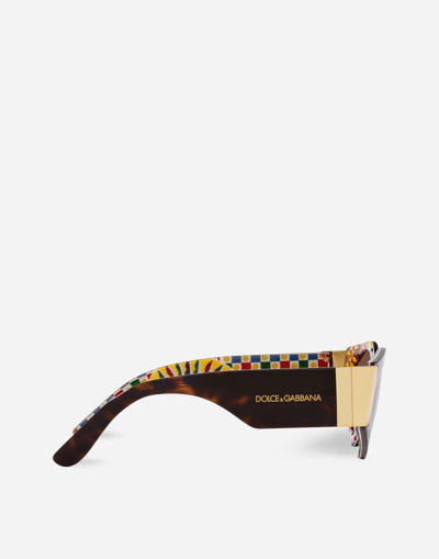 Shop Dolce & Gabbana Half Print Sunglasses In Hanava On Carretto