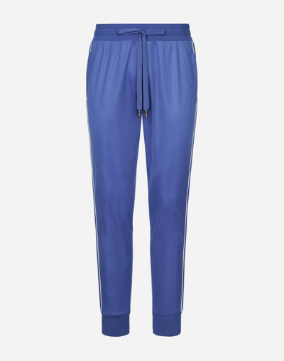 Shop Dolce & Gabbana Triacetate Jogging Pants With Bands In Blue